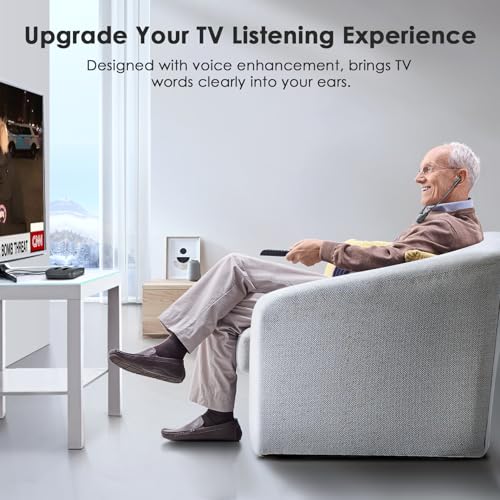 Image of SIMOLIO Digital Wireless Headphones for TV with Clear Dialog, Wireless TV Headset System with Balance Control & Ambient Sound Listener, Earbuds with Transmitter Connect to Smart & Analog Television