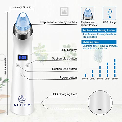 Blackhead Remover Pore Vacuum Facial Nose Pore Cleaner Acne Comedone Pore Extractor Electric Blackhead Whitehead Removal Suction Tool for Skin Care Women Men - Thumbnail 7