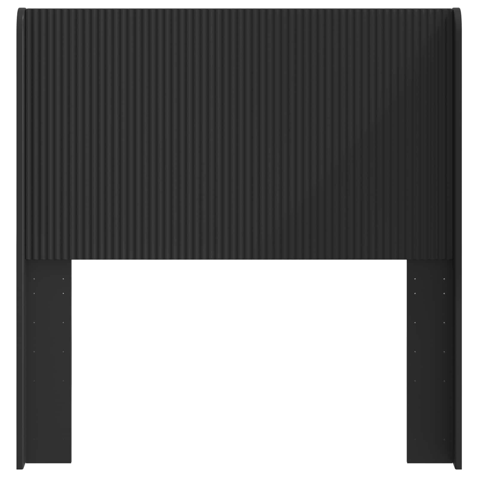 Tête de lit noire en bois 97 x 100 cm, accessoire de lit stable avec design à lattes verticales, montage facile pour lit double, autoportante et facile d'entretien