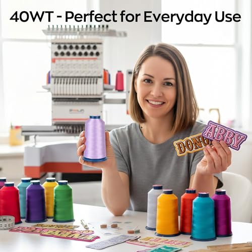 Image of Poolin Embroidery Machine Thread Richword Selected 100 Colors 40WT (108D /2) Polyester Thread Kit Each Cone 4000M (4374Y)