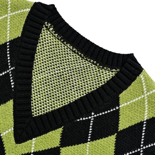 Image of Women's Sweater Vest,Y2K Sleeveless Pattern Preppy Style Knitted Crop Tank Top for Girl
