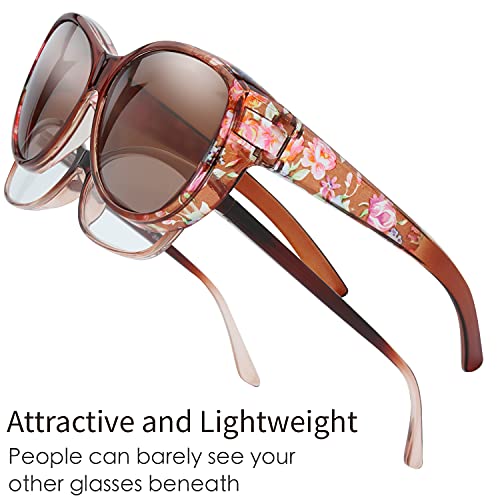 Image of The Fresh High Definition Polarized Wrap Around Shield Sunglasses for Glasses - Leather Eyeglasses Case