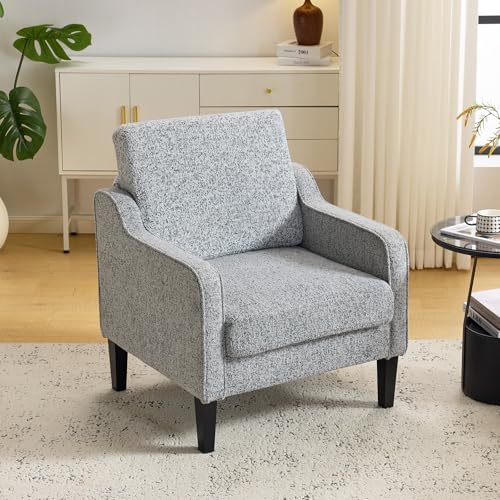 VINGLI Grey Accent Chair, Chenille Upholstered Armchair