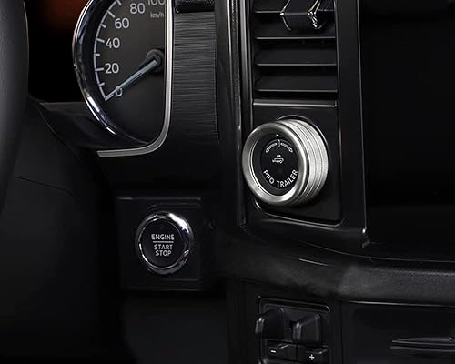 Miniatura 5 de Keptrim Para Ford F150 2021 2022 2023 2024 2025 Interruptor de aire acondicionado y remolque y 4WD y VOL y botón de faro, aluminio plateado, 7 piezas