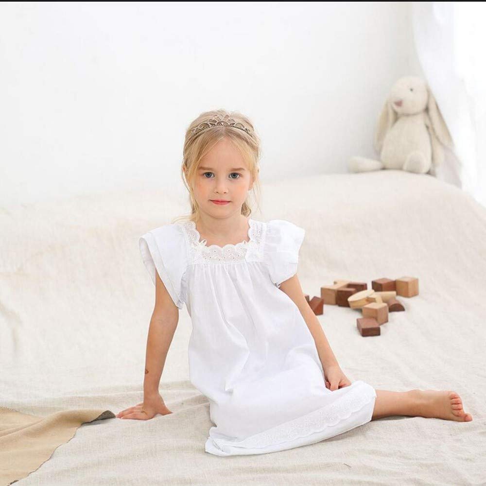 Chemise de Nuit Fille 3-12ans Coton Robe de Nuit Bain à Manches Courtes Manches Longues