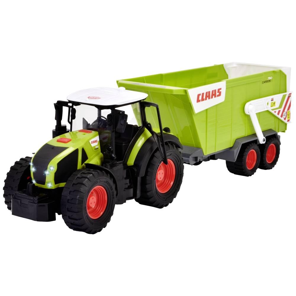 Dickie Toys - CLAAS Farm Trattore cm.64, Trattore giocattolo con meccanismo a ruota libera, per bambini dai 3 anni in su, veicolo da fattoria con luce e suono e molte funzioni, 203739004