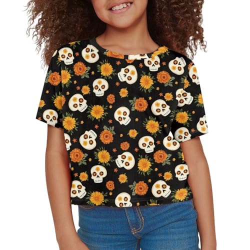 Uourmeti Kids Graphic T Shirts for Girls Activewear Summer Shirts Short Sleeve Crop Tops