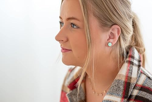 Miniatura 40 de Juego de aretes tipo dormilona de metal martillado de imitación de 0.394 pulgadas, aretes redondos para mujeres, niñas y hombres, hechos a mano