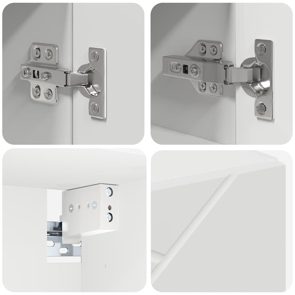Genérico Armario Espejo Blanco 59x17x55cm Madera Ingeniería | Montaje en pared, puerta con bisagras, almacenamiento cosméticos, diseño minimalista