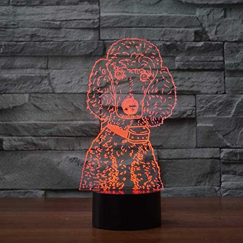 Lámpara de Mesa de Ilusión 3D Poodle con Control Remoto miniatura 6