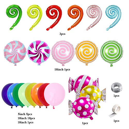 Sweet Candy Rainbow Balloon Garland Arch Kit With 155Pcs Yellow Blue Orange Red Purple Lollipop Balloons For Christmas Candyland Kids Birthday Party Baby Shower Decorations #TOP1