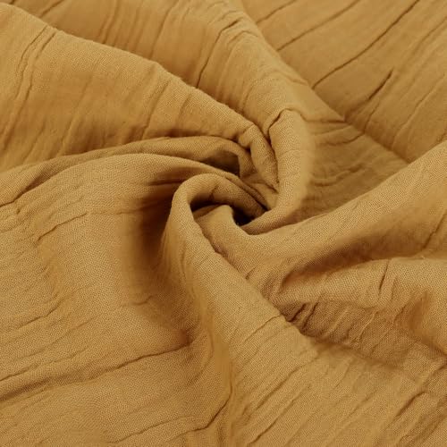 Image of FINGERCRAFT Cloth Napkins Set of 8, 20x20 Inch, Soft Cotton Muslin Dinner Napkins with Lace Edge, Reusable Washable Table Napkins for Wedding, Party, Dining & Home Decor (Gold)