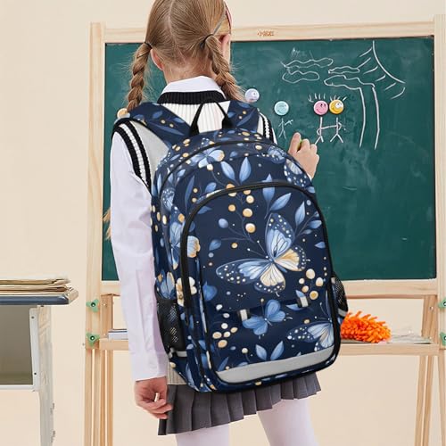 Sac à dos bleu papillon pour enfants et cartable d'école mixte - 4