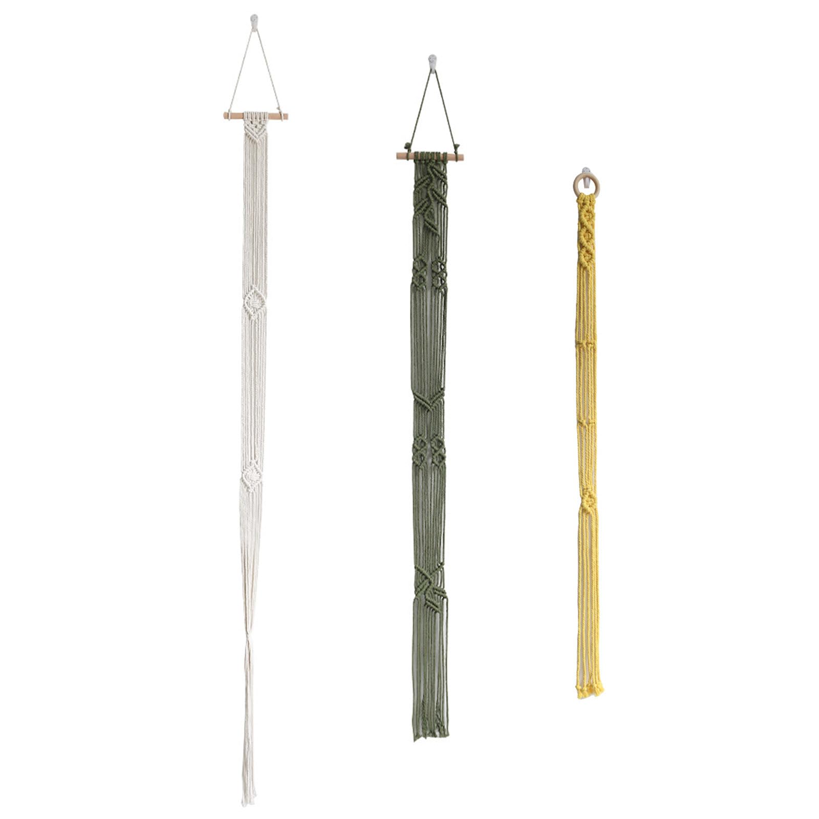 Vkinman Boho Hat Hangers Macrame Hat Rack Bohemian Women Hat Rack Hat Organizer for Wall Hanging Hat Display Hand Weaving, 3 packs/set(White,Green,Yellow)