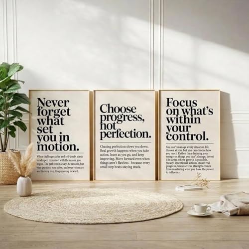 Image of Dakshestry Artworks Motivational Quote Wall Painting Set of 3 for Office & Study Room | Inspirational Typography Wall Decor Frames for Bedroom, Living Room, Workspace & Home Office | Minimalist Modern Wall Art