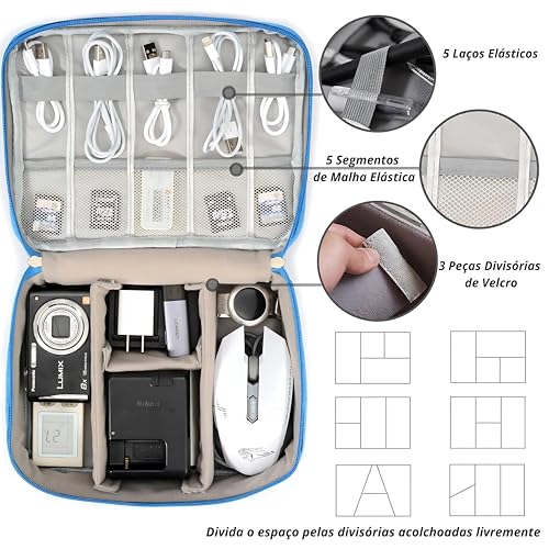 Bolsa Nécessaire Organizador De Cabos E Acessórios Eletrônicos Portátil Grande Design Minimalista Mu