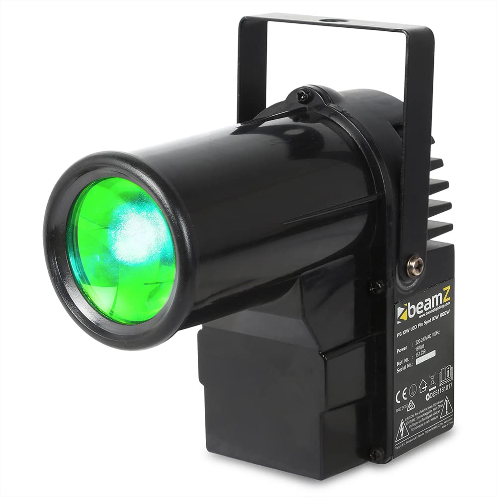 Beamz White Ps10w Rgbw Led Pinspot Light Bundle, Dmx Pinspot Disco Lighting With 10W Led, Narrow Beam Spotlight Effect, Ideal For Mirror Ball & Dj Events