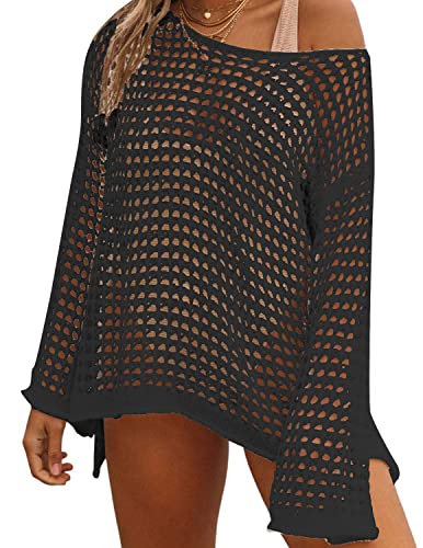 JENJON Damen Gestrickte Strandkleid Bikini Cover Up Sommer Mini Cutout...