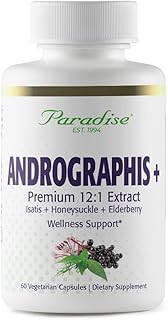 Paradise Herbs Andrographis, Elderberry, Isatis, Honeysuckle, Super Potent, Ultra Pure, Vegan, Non GMO, Gluten Free, 60 Vegetarian Capsules