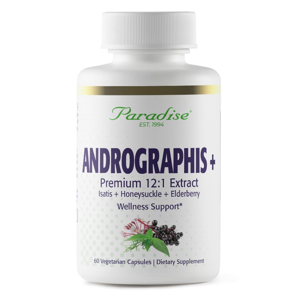Paradise HerbsAndrographis, Elderberry, Isatis, Honeysuckle, Vegan, Non GMO, Gluten Free, 60 Vegetarian Capsules
