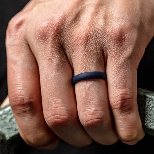 Image of ThunderFit Silicone Rings Wedding Bands for Men & Women, Unisex Rubber Engagement Bands - 1 & 4 Variety Multipack