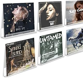 AMEITECH Vinyl Record Shelf Wall Mount, 12 inch Clear Acrylic Album Record Holder Display Shelf, Display Your Daily Listening in Style, 6 Pack
