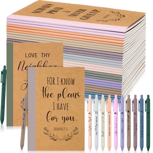 Lot de 60 carnets chrétiens A5 et stylos avec versets de la Bible pour notes