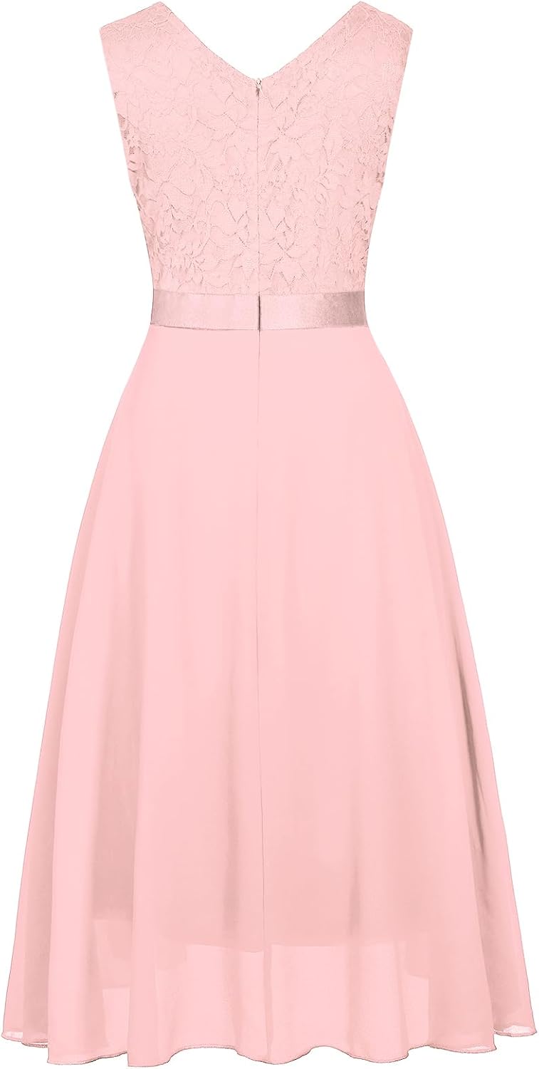 Girls Dress Sweet & Cute Puff Sleeve Square Neck Ruffle Dot Ruffle Swing Dress 5-14 - Image 2