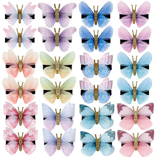inSowni 24 Pack/12 Pairs Colorful Realistic Butterfly Alligator Hair Clips Barrettes Accessories forKids Little Girls Teens Women
