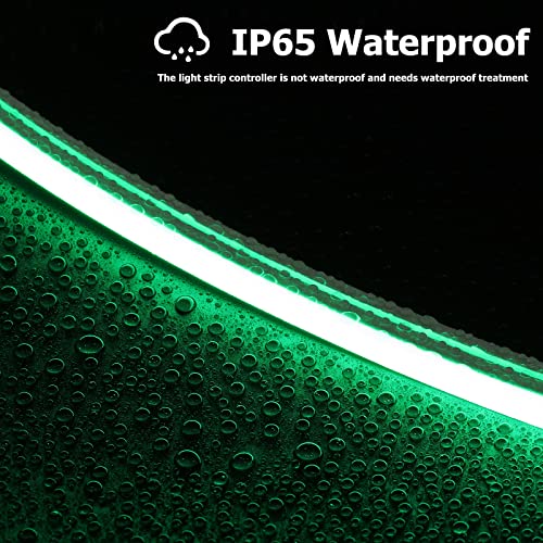 Image of Neon Rope Lights, 16.4ft Rope Lights with Dimmable Remote and Adapter, Waterproof Flexible Smart Led Strip Lights for Bedroom, Super Bright, DIY Neon Sign, Indoors Outdoors Wall Decor, Green