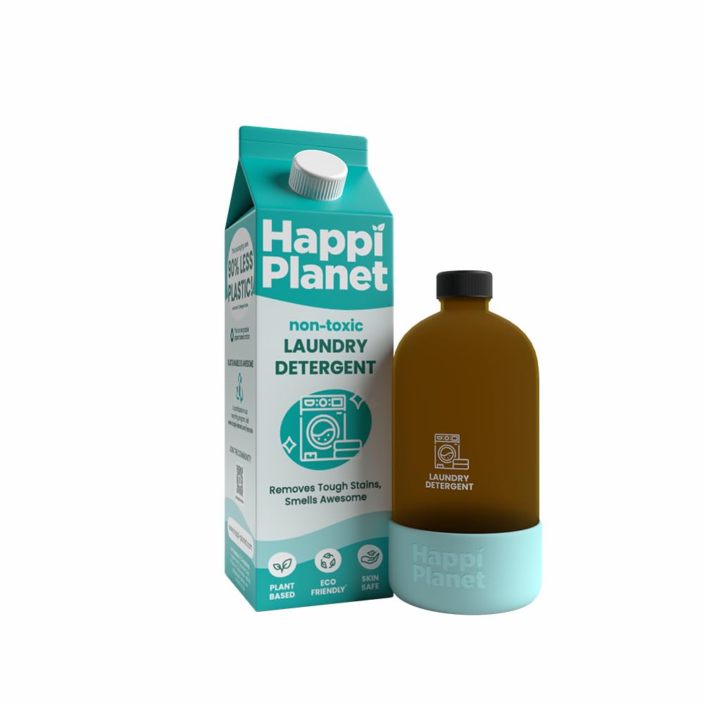 Happi Planet | Organic Laundry Liquid Detergent Started Kit (1L + Glass Bottle) | Floral Mist Fragrance | Front Load & Top Load | Natural, Plant Based, Eco-Friendly, Herbal, Non-Toxic | Removes Stains (B0B42XXY2T) Amazon Price History, Amazon Price Tracker