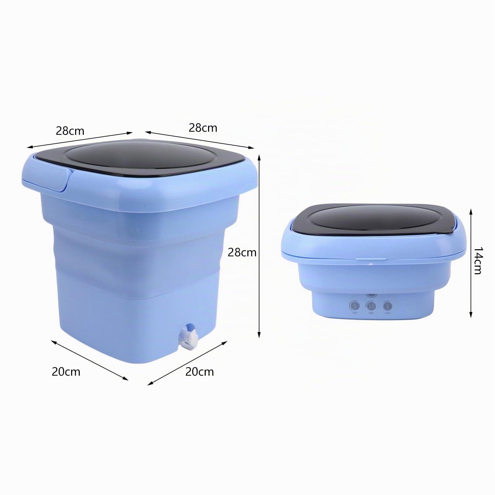 Lavatrice Portatile Dal Design Integrato, Mini Lavatrice Pieghevole da 10 Litri Pulizia Profonda dei Calzini Intimi Panno per Bambini, per Viaggi in Camper e Appartamento (BLUE)