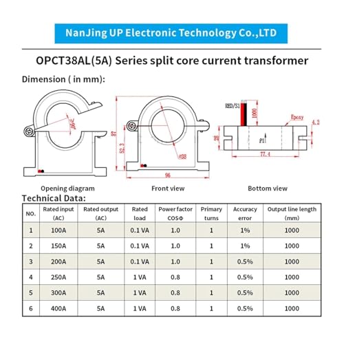 Transformador de corriente modular OPCT38AL 400A/5A con sistema de núcleo partido 3