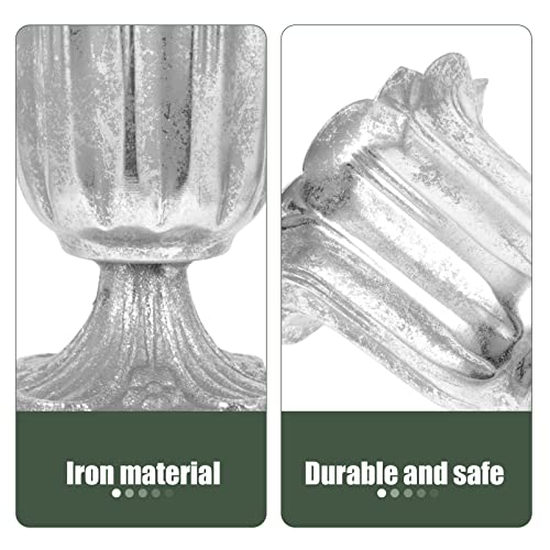 Yardwe Urn Planter Nursery Pot Flower Pots Roman Column Flowerpots Antique European Urn Planter For Balcony Home And Office Silver #TOP5