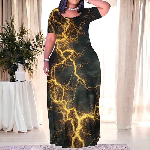 Image of SUZONANA Plus Size Dresses for Women Summer Casual Maxi Dress Short Sleeve Loose Vacation Dress