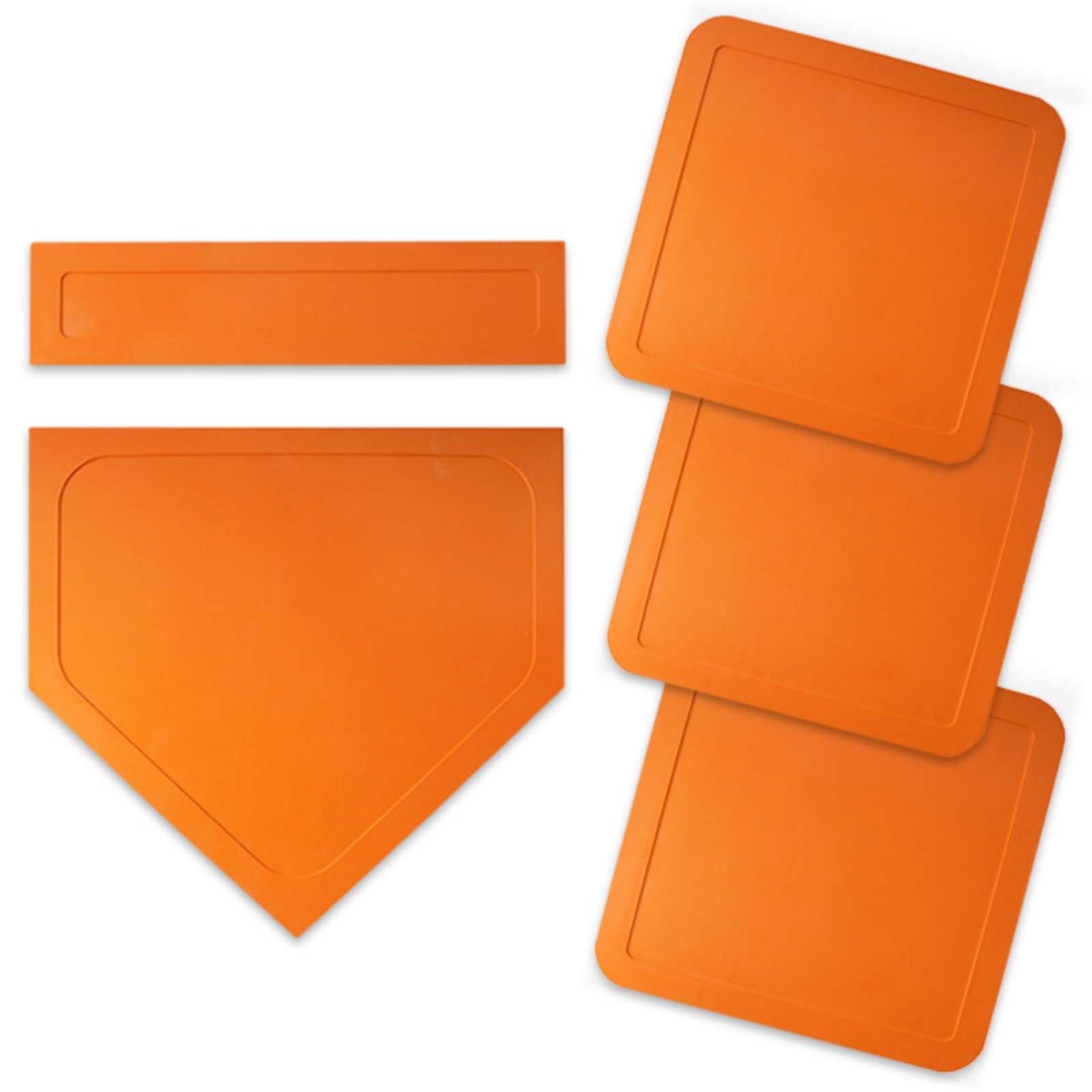 5 Pièces Ensemble Bases Baseball Flexible Plaques Baseball en Caoutchouc Portable pour Écoles, Familles, Entraîn, Jardin, Parc, Orange