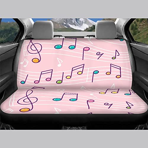 Image of Modysero Music Print Pink Car Seat Cover Full Set Soft Durable Elastic All Season Car Seat Protector Cute Automotive Interior Accessories for Women Universal Fit All Cars Truck
