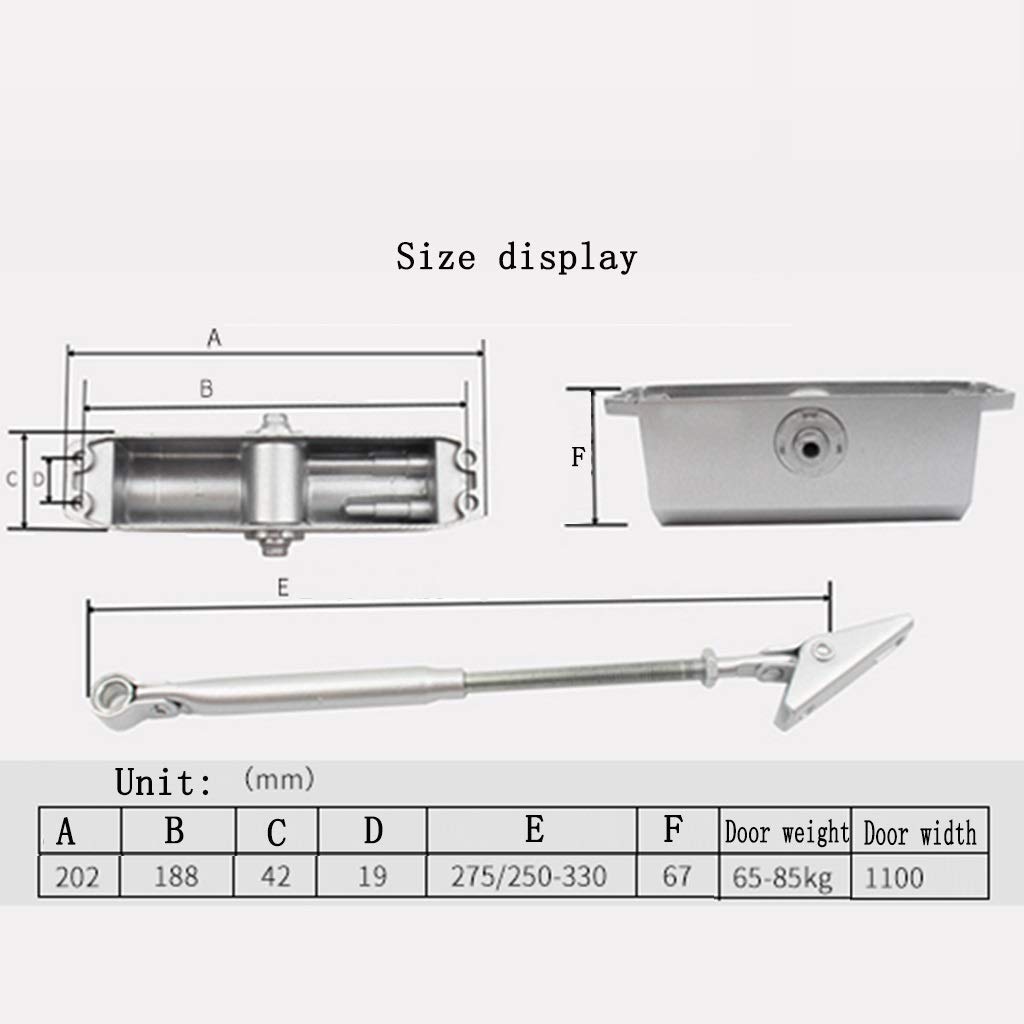 Cierrapuertas, Bisagras, Muelle Hidráulico Cierrapuertas Cierre Suave con Brazo Ajustable Automático Operado for Grado Comercial y Hogar 25-45KG Peso Puerta (Color : Positioning, Size : Medium)