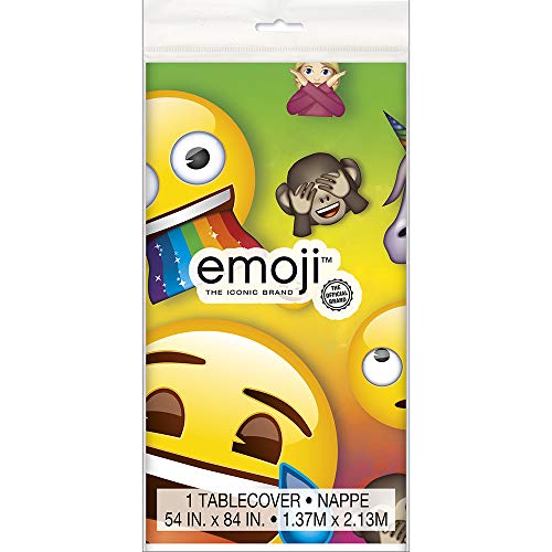 Rainbow Fun Emoji Rectangular Plastic Table Cover (137cm x 213cm) - Perfect for Parties & Events - 1 Piece