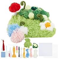 WEBEEDY Latch Hook Untersetzer Set DIY Häkel Und Verschluss Set Mit Häkelnetz Und Anleitung Nadelarbeits Handwerks Latch Tapestry Kit Für Erwachsene Anfänger 17X20cm (Moos)