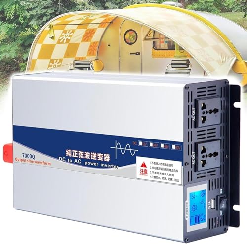 Pure Sine Wave Inverter 5000W DC 12V 24V 48V to AC 120V 230V with LCD Display & AC Outlets for RV, Boat, Camping, Solar Systems, and Home Use