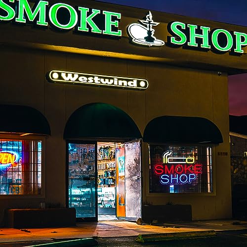 Image of Smoke Shop Neon Sign for Business Advertising,Smoking Lounge,Man Cave Light,Home Bar or Garage Decor,Vibes Lights for Pub,Party.5V USB.