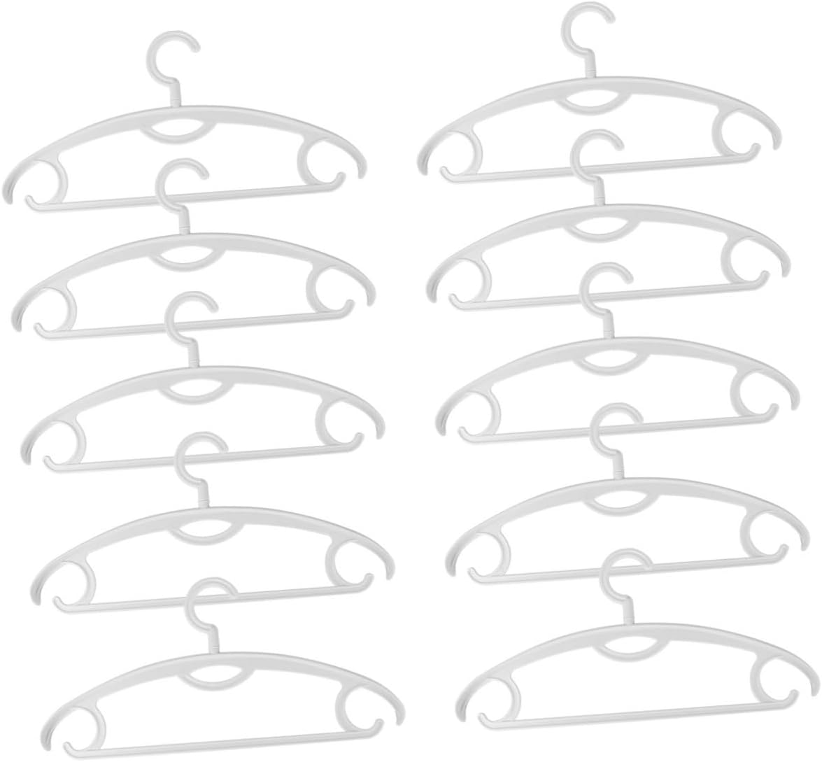 BESPORTBLE 10pcs Thick Wide Plastic Traceless Clothes Hangers Non-Slip Solid Coat Rack 360° Rotatable Windproof Garment Storage for Home Closet