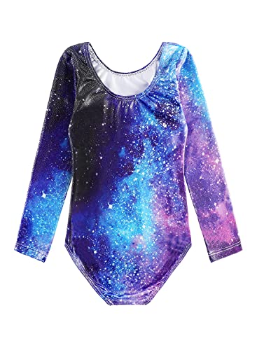 HOZIY Long Sleeve Leotards for Girls Gymnastics Kids Toddler Tumbling Outfits Floral Unicorn Galaxy Rainbow Stripe Pattern