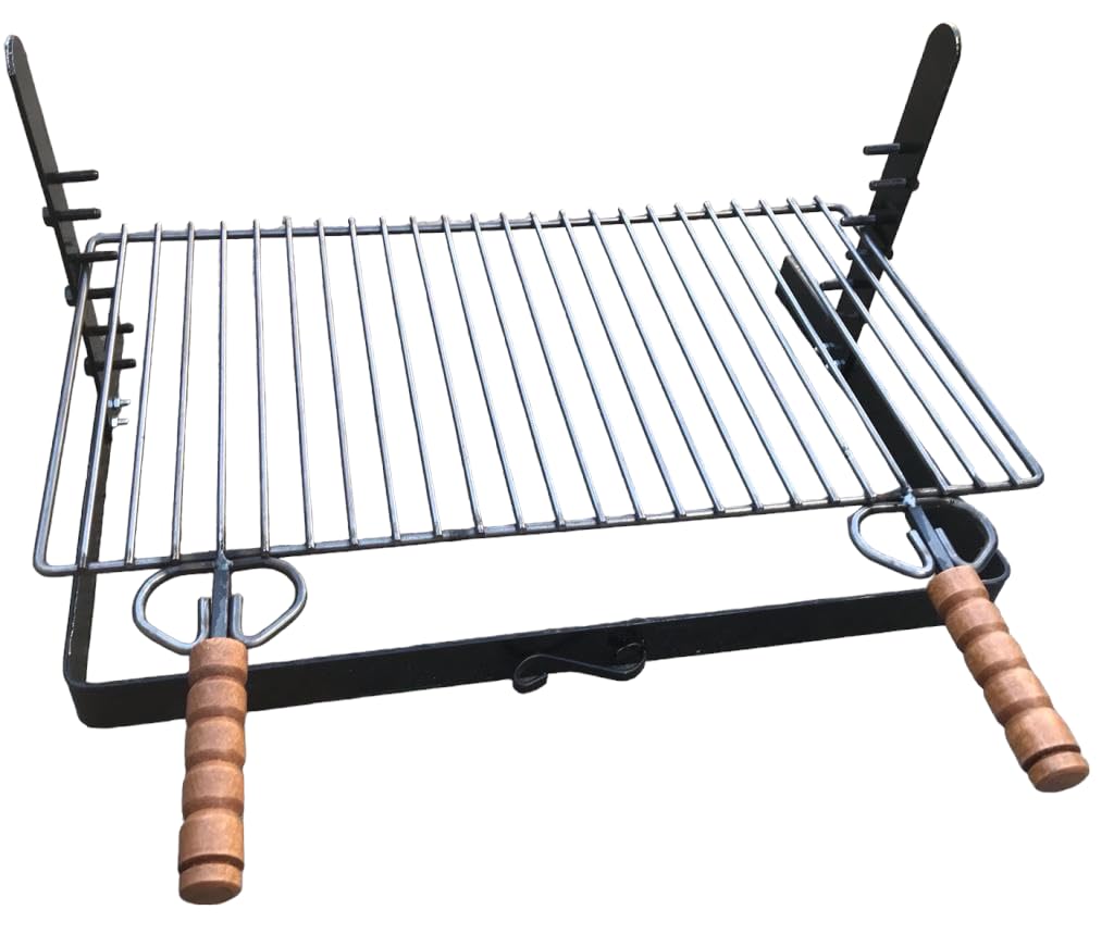 GRIGLIA PER BARBECUE IN FERRO GRATICOLA PESANTE 60x38CM REGOLABILE IN ALTEZZA