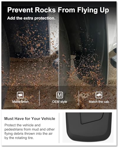 Image of Kiwi Master Mud Flaps for 2019-2024 Dodge Ram 1500 (Without OEM Fender Flares, Not Fits Classic or TRX), Heavy Duty Front & Rear Mud Guards, No Drill, 4 Pcs Set