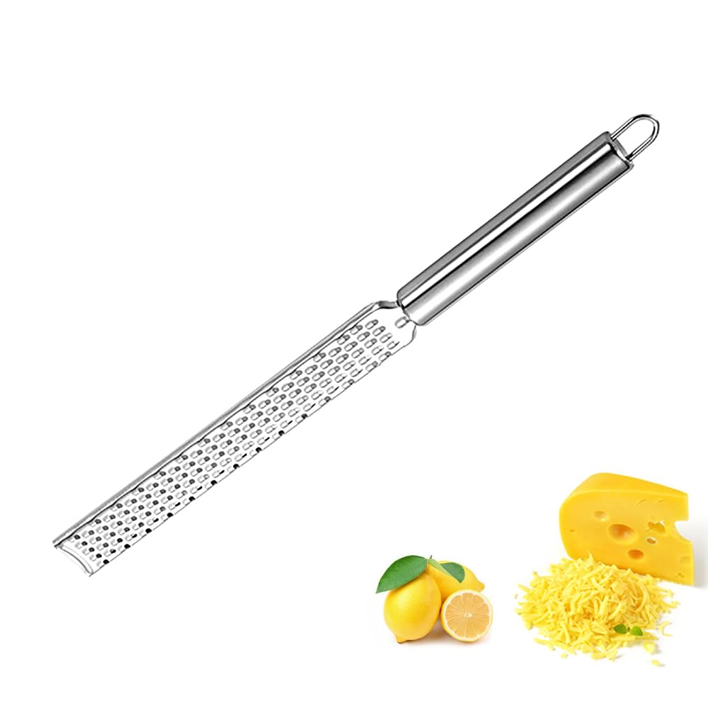 Râpe de Cuisine Zesteur Agrumes, Rapeuse Manuelle pour Le Fromage Parmesan Chocolat Gingembre Noix de Coco Noix et raifort en Noir et en Acier Inoxydable