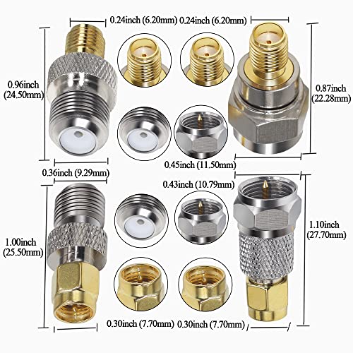 TUOLNK SMA to F Type Coax Connector Kit F to SMA Male to Female Coaxial Adapter Kit for WiFi Radios Antenna 4pcs - Image 3
