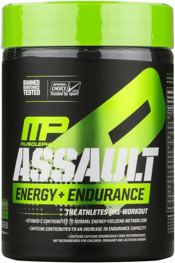 MusclePharm Assault Sport Pre-Workout Powder with High-Dose Energy, Focus, Strength, and Endurance, Strawberry Ice, 30 Servings , 12.16 Ounce (Pack of 1)