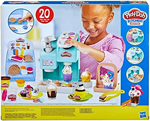 Play-Doh Kitchen Creations Super Colourful Cafe Play Food Coffee Toy with 20 Accessories and 8 Pots